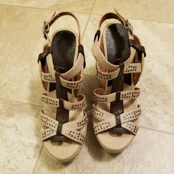 Lucky Brand buckle stud jute canvas wedge sandals - Picture 2 of 7